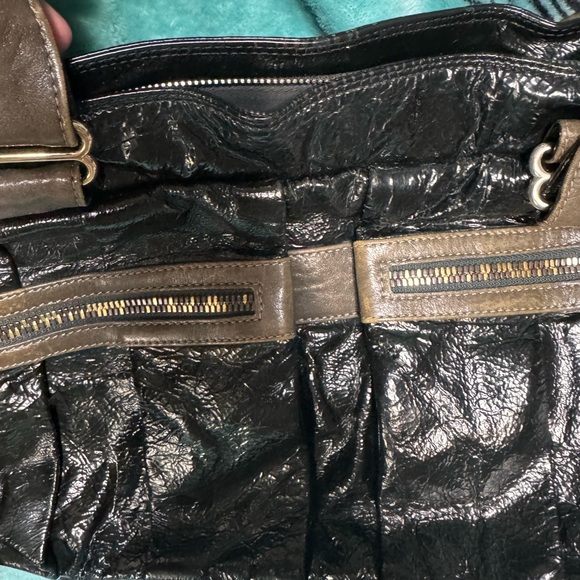 See By Chloé Black Patent Shoulder Bag with Brown Trim main image 4